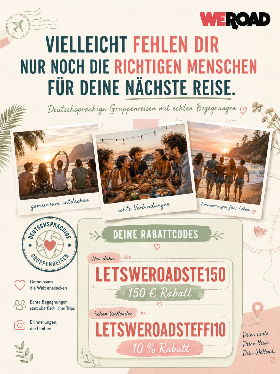 WeRoad Gruppenreisen und Rabattcodes